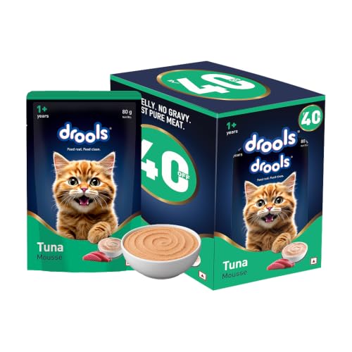 Drools Adult Cat Wet Mousse 80g Pack of 5, Total 400g | Tuna Flavour | Rich in Protein…