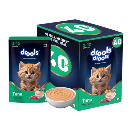 Drools Kitten Wet Mousse 80g Pack of 5, 400g | Tuna Flavour | Rich in Protein | Promote…