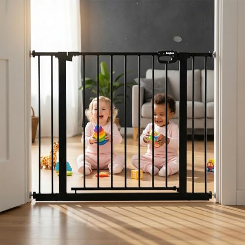 Baybee Baby Safety Gate for Door & Stairs 75-95 cm | No Drill Auto-Close Safety Gate fo…