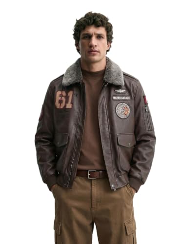The Indian Garage Co Men Regular Fit Long Sleeves Spread Collar Applique Jacket (Brown_…
