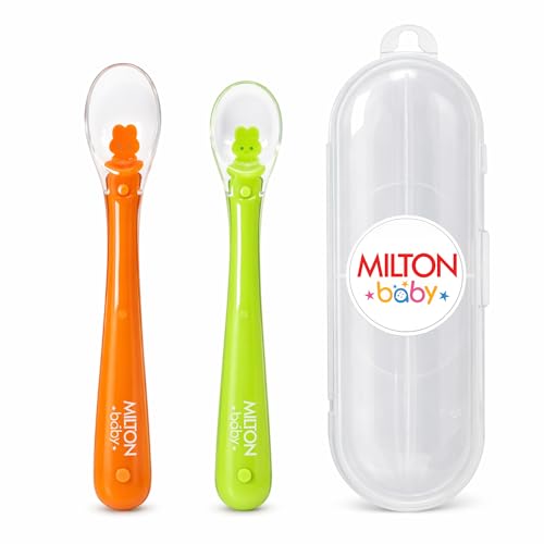 Milton Baby Silicone Spoon with Case I Two Sizes for 0–24 Months I Self Feeding Utensil…