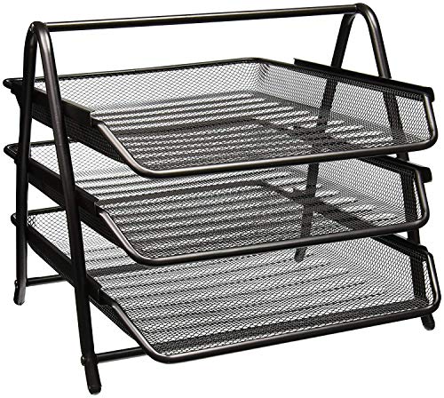 Cheet enterprise 3-Tier Metal Desk Organiser with A4 Letter Tray, Tabletop File Rack fo…