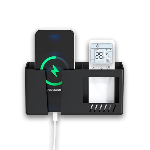 Prolet Wall Mount Mobile Charging Holder with Storage Box & AC/TV Remote Organizer, Sel…