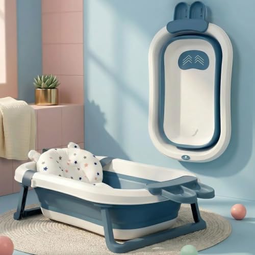 StarAndDaisy Bath Tub for Baby 0-5 Years/Foldable Bath tub for Kids with Cushion, Space…