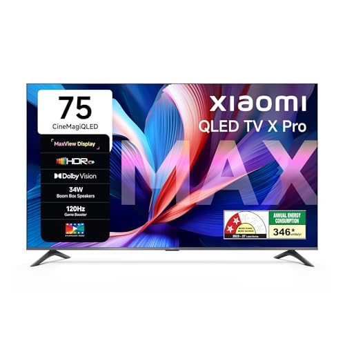Xiaomi (189 cm) 75 inch Smartchoice X Pro 4K QLED | Dolby Vision & HDR10+| 34W Boom Box…