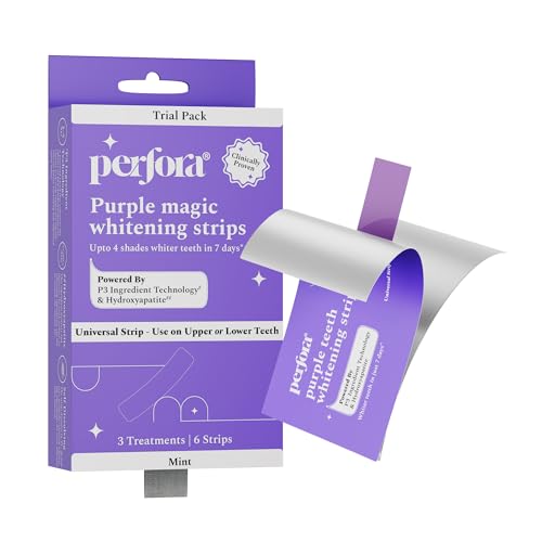 Perfora Purple Teeth Whitening Strips – Pack of 3 Treatments (6 Strips) – Whitens Teeth…