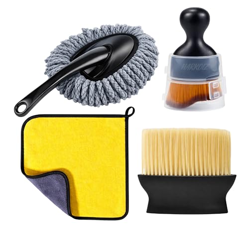 4 PCS Car Cleaning Kit Combo with Microfiber Duster, Detailing Brushes & Premium Microf…