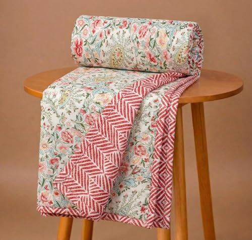 VAS COLLECTIONS Cotton AC Blanket for Single Bed (152 x 225 cm) | Reversible Soft Light…