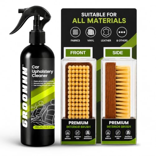 GROOMMM Car Interior Cleaning Kit 250ml – Upholstery & Fabric Cleaner Spray with Cleani…