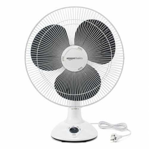 amazon basics 16-Inch Table Fan | Tilting Head | 1400 RPM | Silent Operation | 400mm Sw…