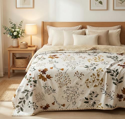 BSB HOME 100% Cotton Reversible Dohar Single Bed Size | AC Blanket Lightweight Summer C…