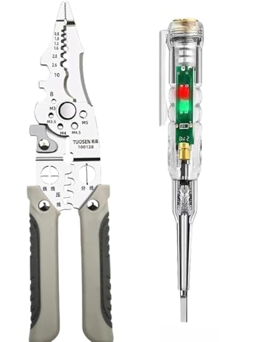 FIDEO (Silver) Wire Stripper & Tester Combo Set | All in One Multifunction Stainless St…