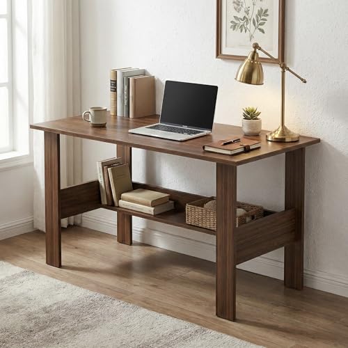 Andca Linea Study Desk with Lower Storage Shelf, Compact Writing Table & Laptop Station…