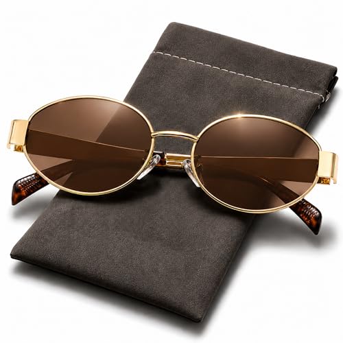 FAVELA Retro Oval stylish Sunglasses for Women & Men | Trendy Round Metal adjustable Su…
