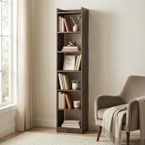 Andca Spire 6-Tier Tall Bookshelf & Corner Display Rack, Vertical Storage Organizer for…