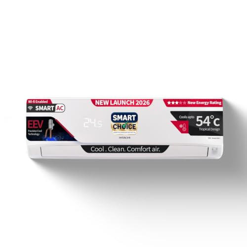 Hitachi 1.5 Ton 3 Star, New star rated, Inverter Split AC(Copper, Wi-Fi, Smart View Dis…