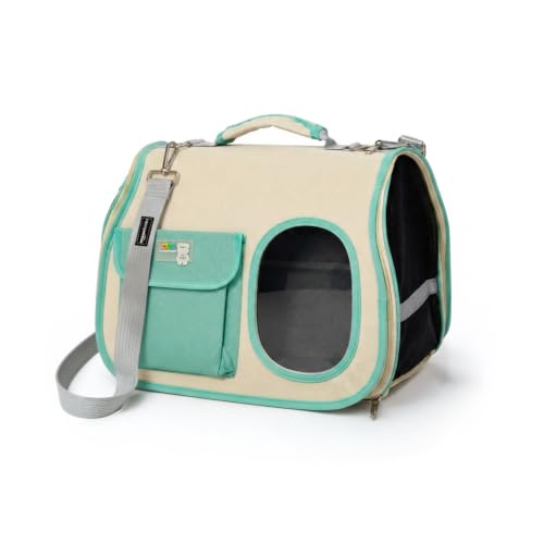 Amazon Basics Premium Pet Carrier Backpack | White- Sage Green | Spacious and Breathabl…