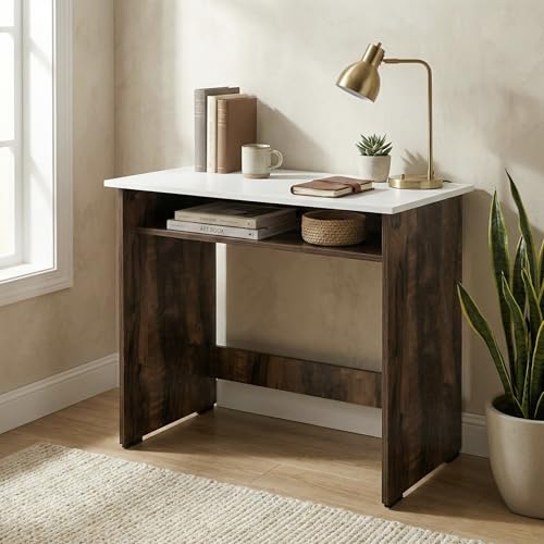 Andca Core Compact Study Table with Under-Desk Storage Shelf | Engineered Wood Dual-Ton…