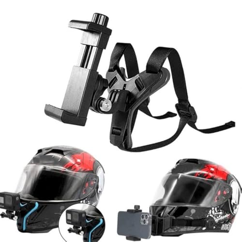 Motorcycle Helmet Chin Mount with Phone Holder for Action Camera and Smartphone, Univer…