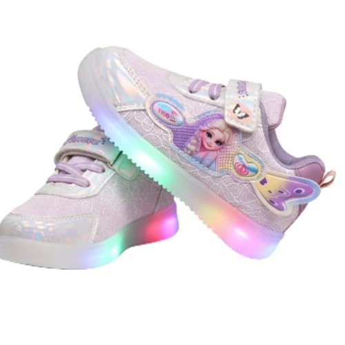 HOOH Girls Character Sneakers, Purple, Hook and Loop Closure, Comfortable Fashion Shoes…