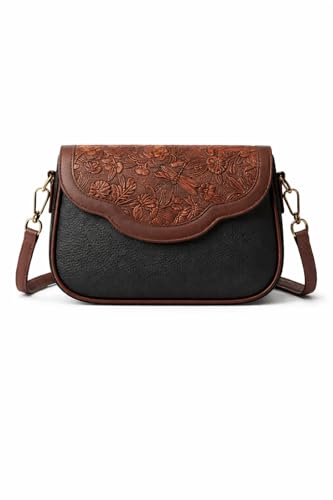 HaveGlam Floral Embossed Crossbody Sling Bag Small Shoulder Handbag for Daily Use Trave…