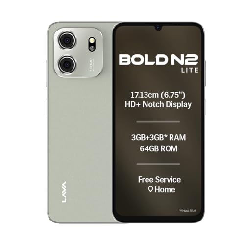Lava Bold N2 Lite (Kolar Gold, 3 GB RAM, 64 GB Storage) | 6.75" HD+ Display | 13MP AI D…