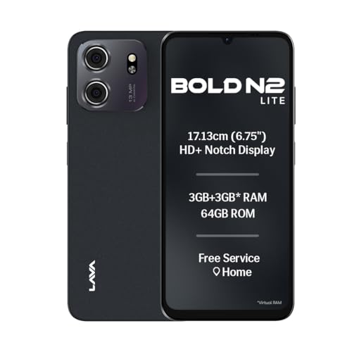 Lava Bold N2 Lite (Nilgiri Blue, 3 GB RAM, 64 GB Storage) | 6.75" HD+ Display | 13MP AI…