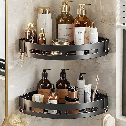SquareUp Self-Adhesive Wall-Mount ABS Plastic Bathroom Corner Shelf Rack Organizer With…
