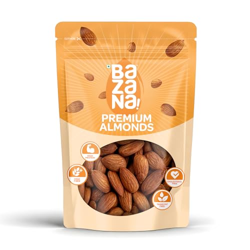 Bazana Premium Californian Almonds/Badam, 500g | Rich in Protein, Fiber & Vitamin E | H…