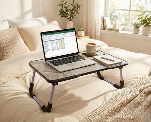 VISBY INDIA Foldable Wooden Mini Laptop Table for Bed, Study Table with Drawer, Tablet/…