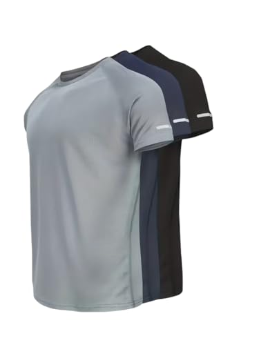 Men’s Dry Fit Sports T-Shirt Pack of 3 | Quick Dry Breathable Gym Running Training T-Sh…
