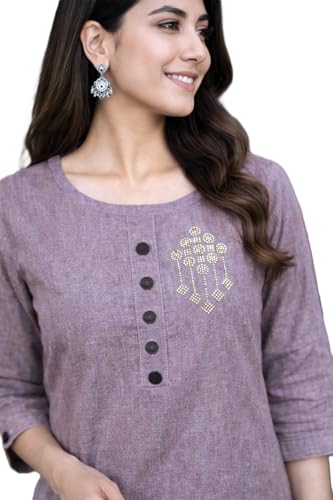 FIVE STAR FASHION Women’s Embellished Khadi Cotton Kurti | Ethnic Straight Kurta Top |…