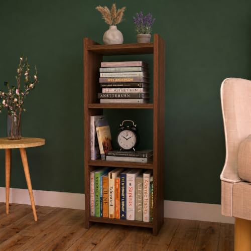 ECOLINE 3 Tier Wooden Book Shelf for Home, Sturdy Engineered Wood Bookcase