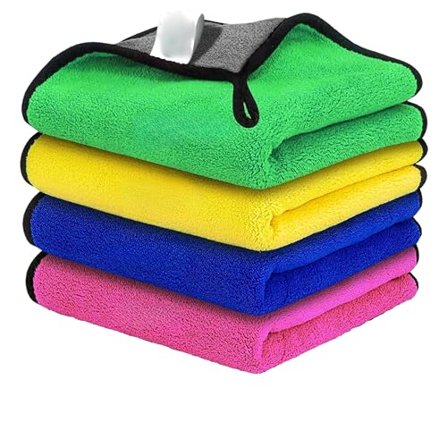 REVITIFY Microfiber Cleaning Cloths for Car (4 Towel), 40x30 cm Dual-Sided 450 GSM High…