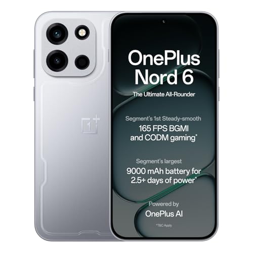 OnePlus Nord 6 | 8GB+256GB | Quick Silver | Snapdragon 8s Gen 4 | Segment's First Stabl…
