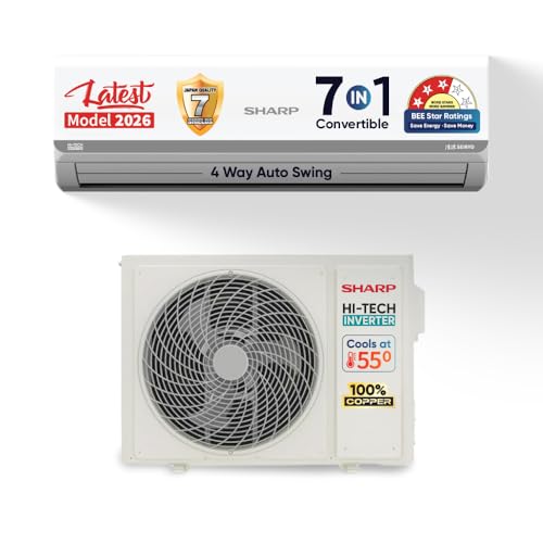 Sharp 0.95 Ton 3 star, New Star Rated,Split AC (4 Way Swing, 100% copper, Hi-Tech Inver…