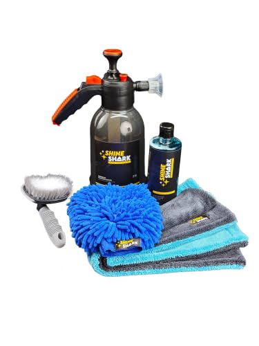 Shine Shark Car Wash Kit 5 in 1 - Snow Foam Master/Sprayer 2L, Snow Foam Shampoo 500ml,…