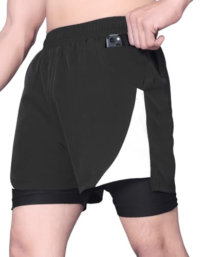 RynoGear Mens Gym Shorts with Compression Liner || Double Layer Shorts for Workout || S…