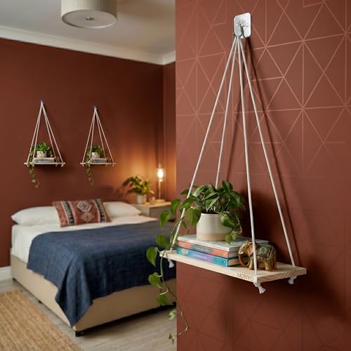 MONVO No-Drill Wall Hanging Shelf | Elegant Boho Wall Decor for Plants and Home Decorat…