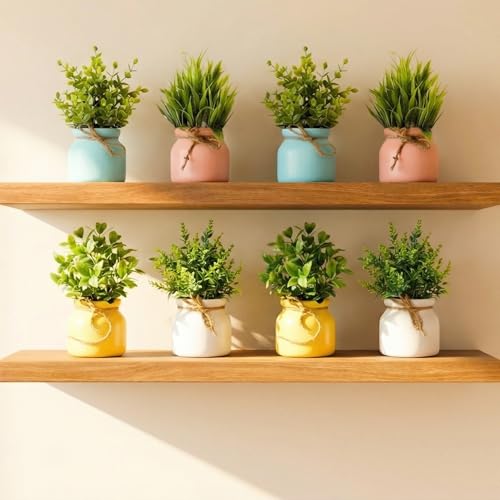 Dekorly Artificial Potted Plants, Artificial Plastic Eucalyptus Plants Small Indoor Pot…