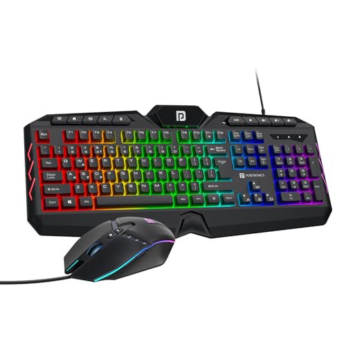 Portronics Ki-Pad 5 Wired Gaming Keyboard & Mouse Combo, 7-Button Mouse Control, 19 Ant…