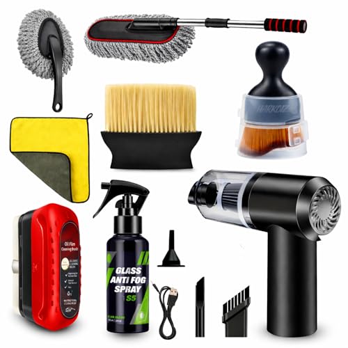 8 Pcs Car Combo Kit Cleaning Kit Combo Set – Microfiber Telescopic Car Duster, Dashboar…