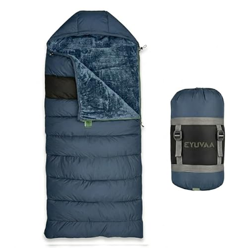EYUVAA LABEL Camping Sleeping Bag -5°C to +5°C, Rectangle Shape Winter Sleeping Bag wit…