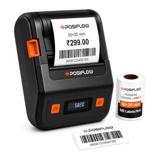POSiFLOW PSF20 2-Inch (58mm) Inkless Portable Bluetooth Thermal Label Printer, Receipt…