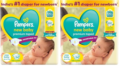 Pampers Active Baby Diapers, New Born, Extra Small, (NB, XS) size, 24 Count, Taped styl…