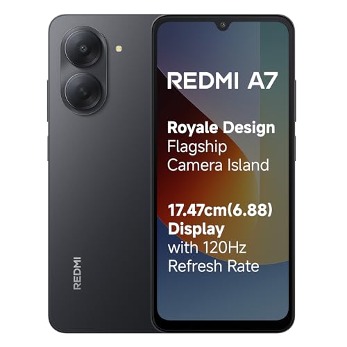 REDMI A7 4G (Black, 3 GB RAM, 64GB Storage) | Large 17.48cm (6.88) Smooth 120Hz Display…