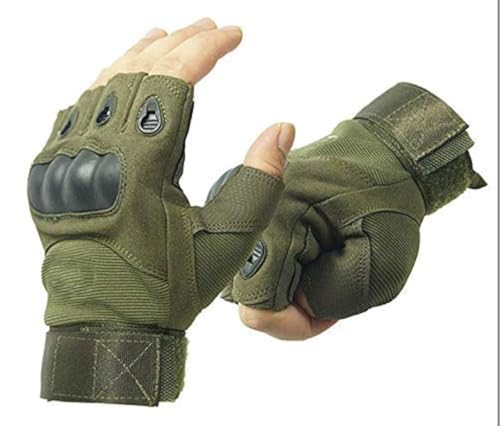 Tactical Riding Gloves for Men | Half Finger Motorcycle Bike Gloves with Rubber Knuckle…