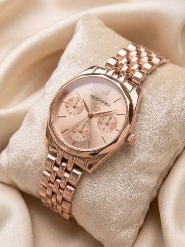 AMERICANVIBER Rose Gold Women Watches | Girl Watch | Watch for Women | Diamond Studed |…