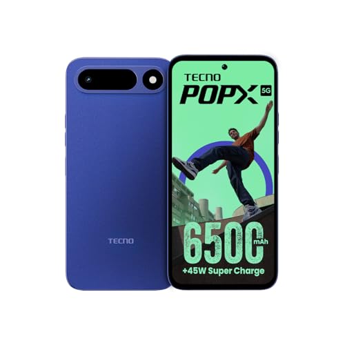 Tecno POP X 5G (Midnight Blue, 6GB+128GB) | 6500mAh+45W Fast Charger | IP64 Pro | MIL-S…