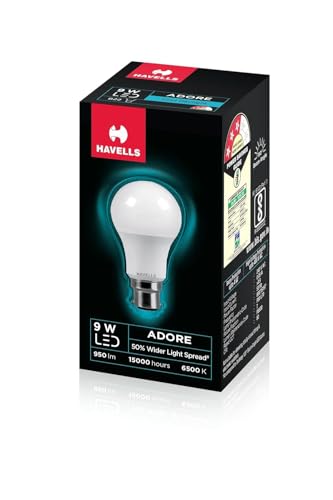 Havells 9w LED Bulb for Home & Office |B22 LED Bulb Base |Cool Day White Light (6500K)…